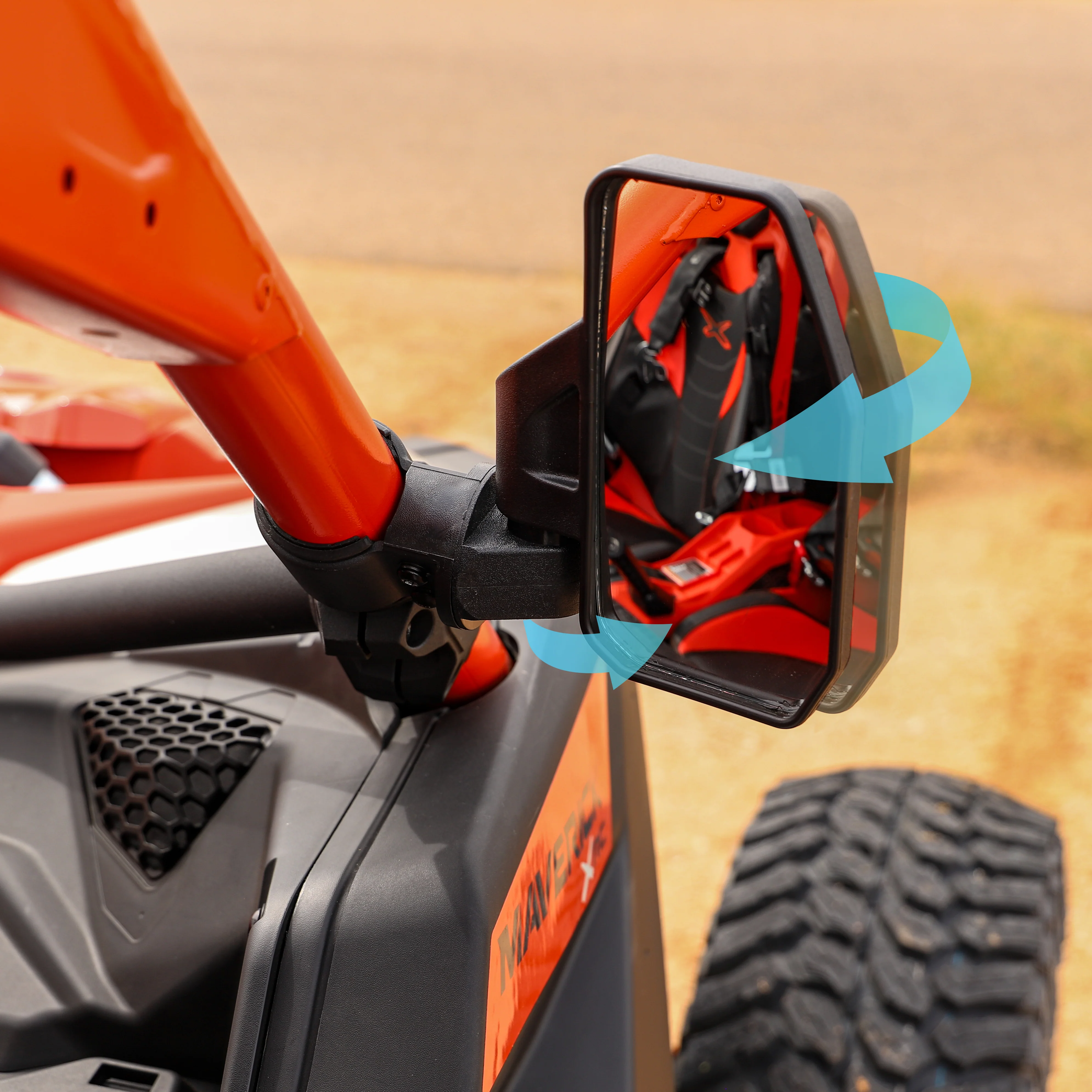 Offroad Rear View Side Mirror for UTV (Pack of 2) For 1.6" - 2" Roll Cage Bar - Image 4