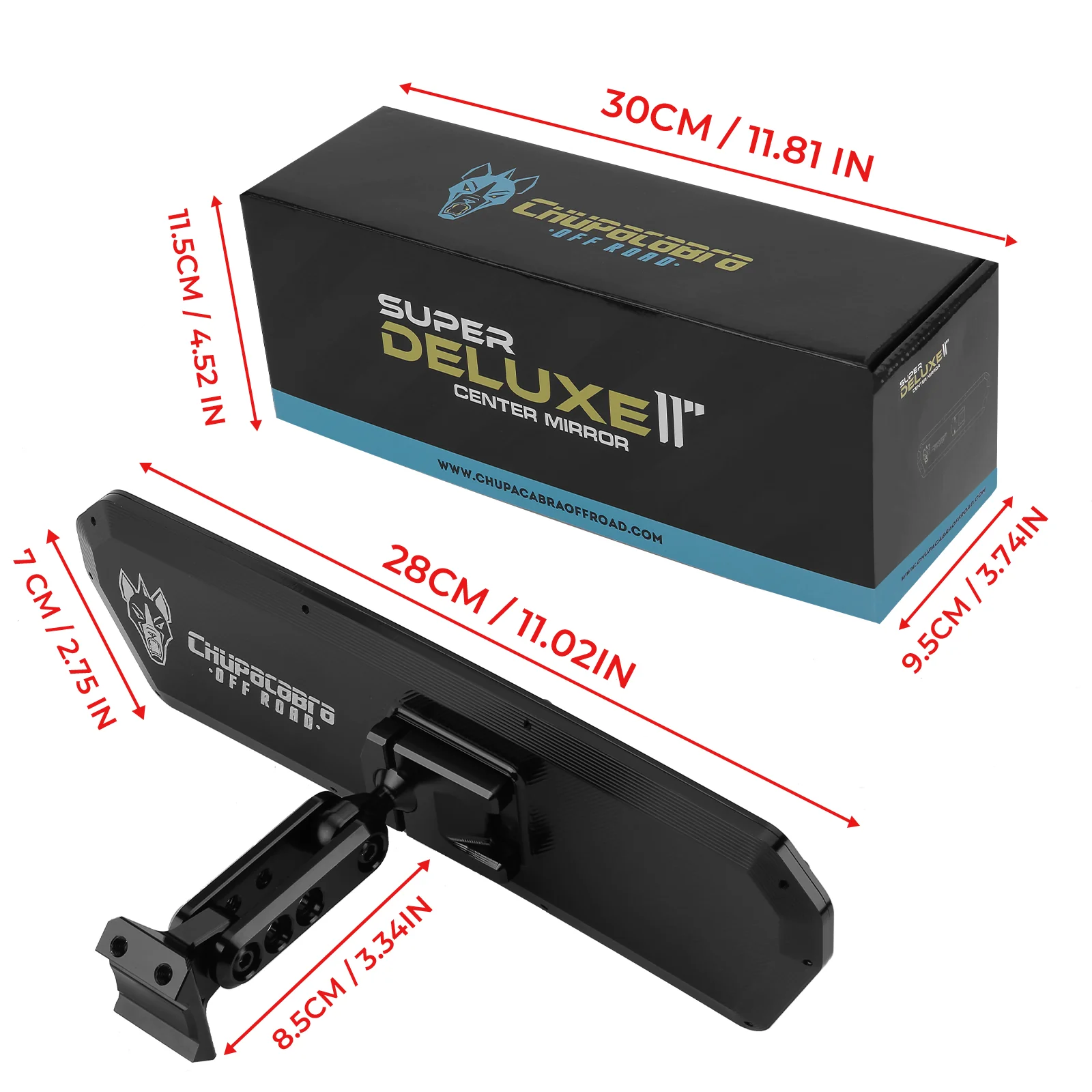 X3 Specific Super DELUXE 11" Offroad UTV Center Rearview Mirror - Image 13